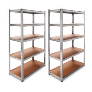 DASCK - Pack 2 Estanterías Metálicas Galvanizadas 180x90x40 cm, 5 Baldas, 875 kg c/u