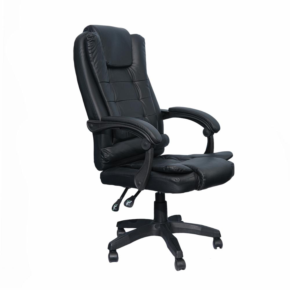 DASCK - Sillón de Oficina Reclinable, Cuero Sintético, Altura Ajustable, Negro