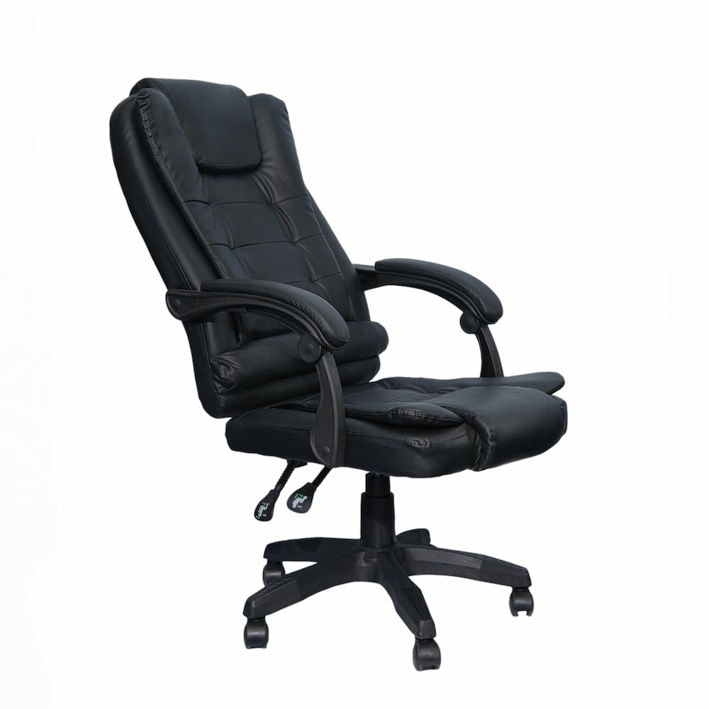 DASCK - Sillón de Oficina Reclinable, Cuero Sintético, Altura Ajustable, Negro - Imagen 3