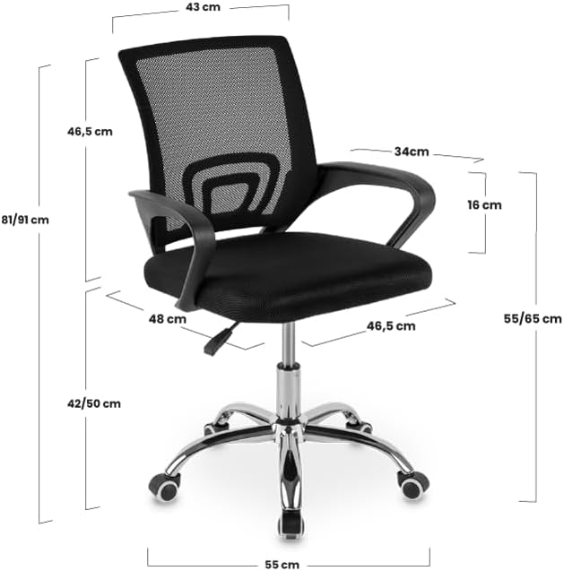 DASCK - Silla de Oficina Ergonómica de Malla con Ruedas 360° – Pie Cromado - Imagen 6