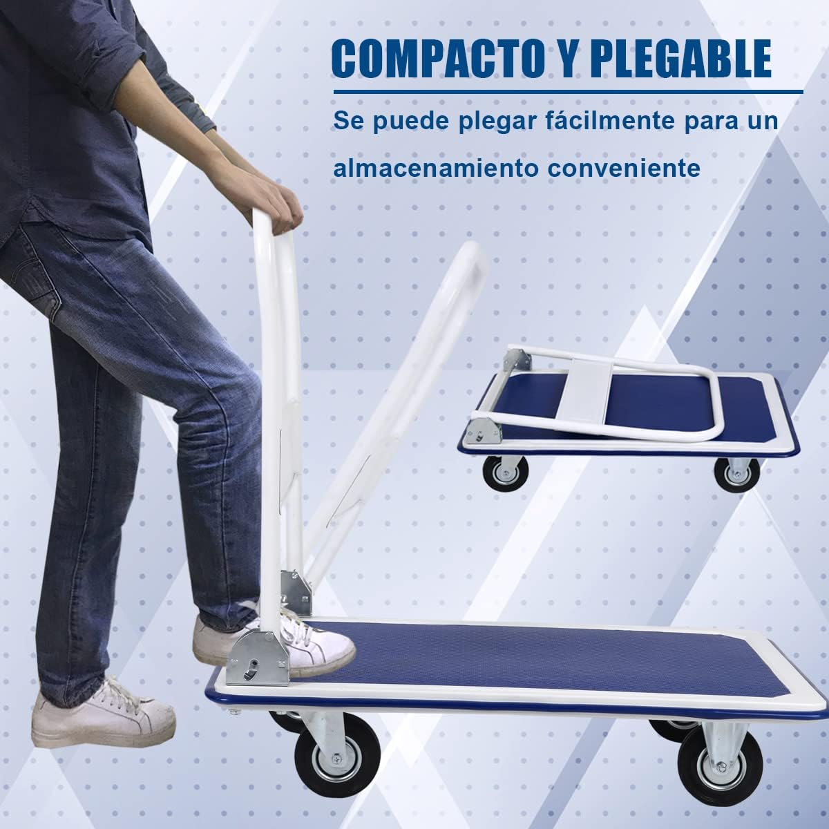 Carro DASCK Plataforma de Carga Plegable con Ruedas – 150 kg – Acero Reforzado - Imagen 4
