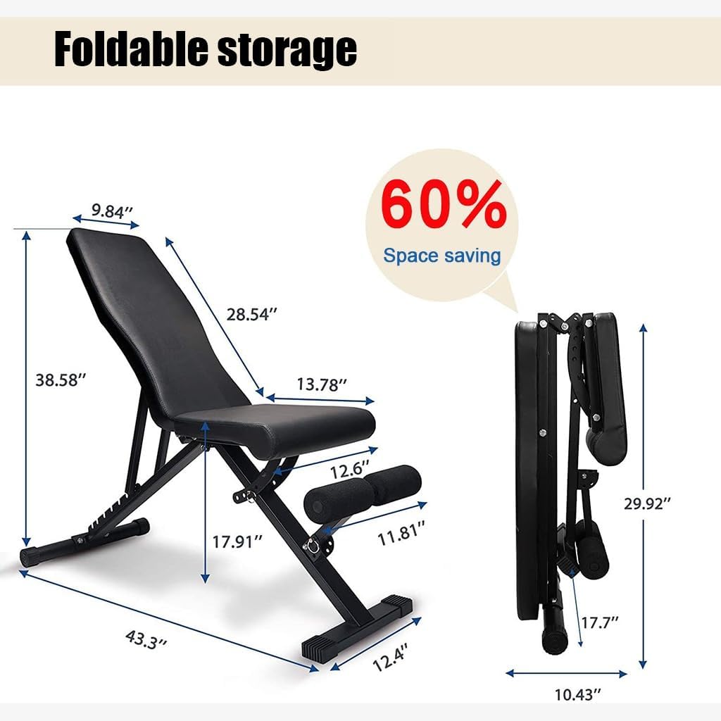 DASCK – Banco de Pesas Ajustable Plegable para Entrenamiento Multifunción - Imagen 3