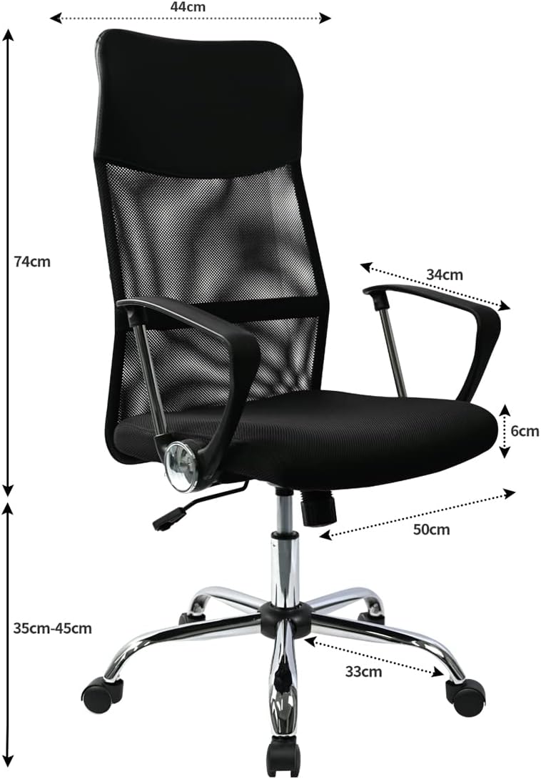 DASCK – Silla de Oficina Ergonómica con Respaldo de Malla y Base Cromada - Imagen 2