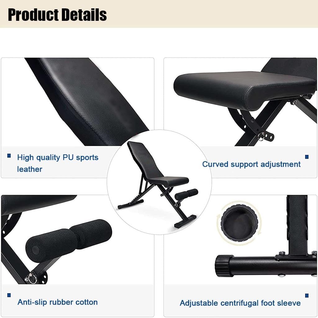 DASCK – Banco de Pesas Ajustable Plegable para Entrenamiento Multifunción - Imagen 4