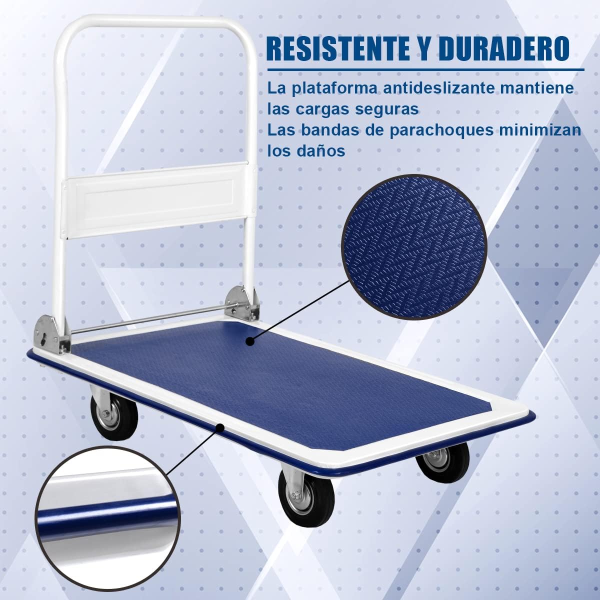 Carro DASCK Plataforma de Carga Plegable con Ruedas – 150 kg – Acero Reforzado - Imagen 5