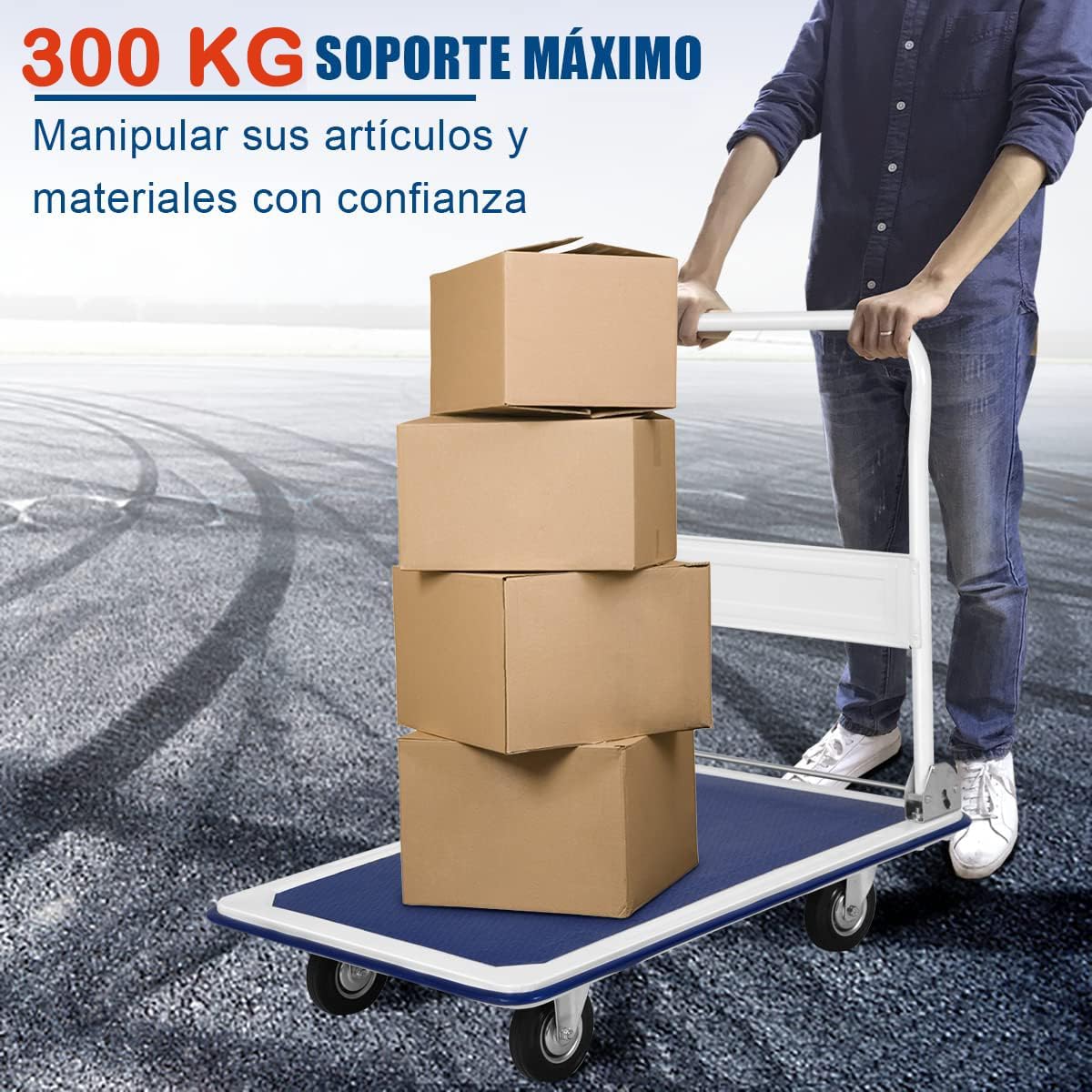 Carro DASCK Plataforma de Carga Plegable con Ruedas – 150 kg – Acero Reforzado - Imagen 6