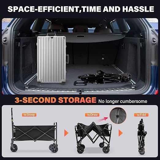 DASCK – Carro de Transporte Plegable con Ruedas, 120 kg, Asas Ajustables y Bolsa de Almacenaje - Imagen 5