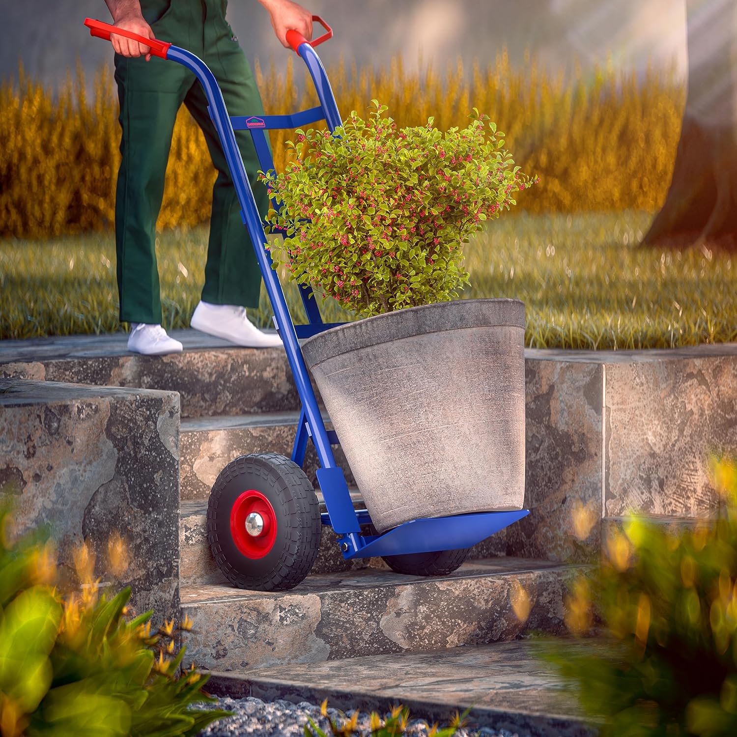 DASCK - Carretilla de Mano Plegable con Ruedas Neumáticas, Plataforma Reforzada, 200 kg - Imagen 3