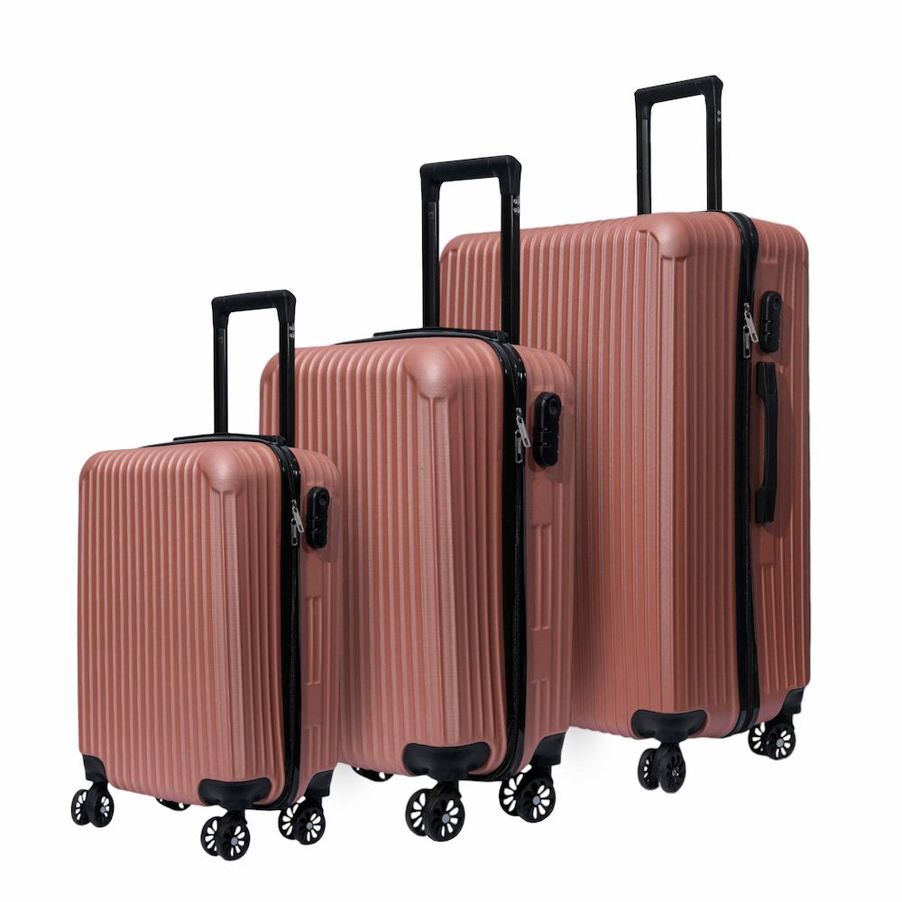 DASCK - Juego de 3 Maletas de Viaje Trolley ABS Semirrígidas con Ruedas Dobles 360° y Cerradura de Combinación - Rosa