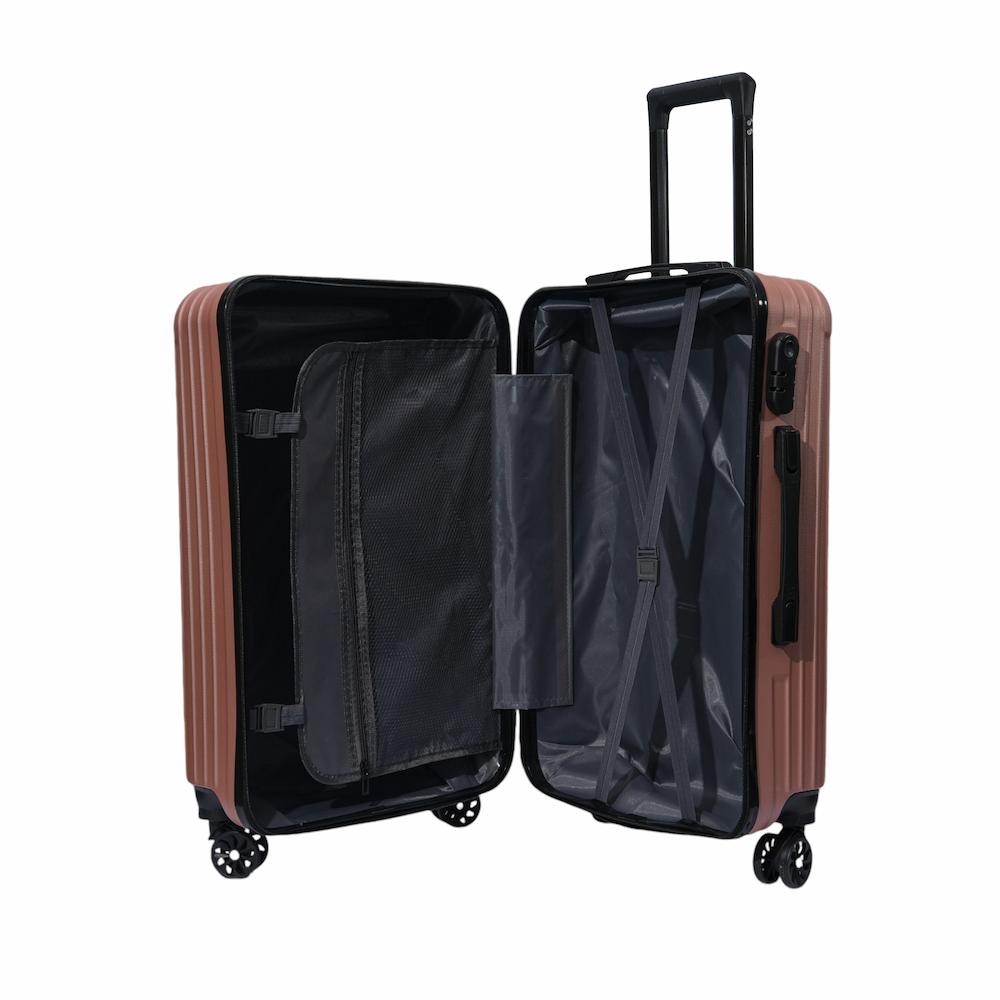 DASCK - Juego de 3 Maletas de Viaje Trolley ABS Semirrígidas con Ruedas Dobles 360° y Cerradura de Combinación - Rosa - Imagen 4