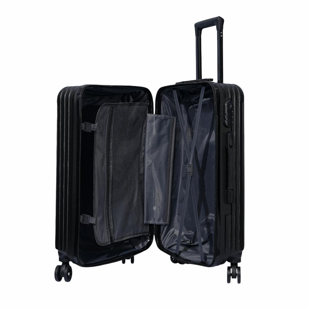 DASCK - Juego de 3 Maletas de Viaje Trolley ABS Semirrígidas con Ruedas Dobles 360° y Cerradura de Combinación - Negro - Imagen 5