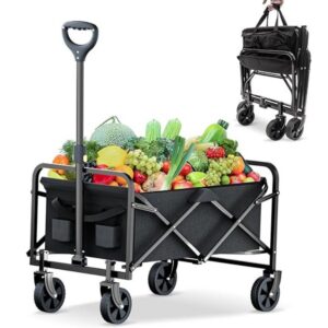 DASCK – Carro de Transporte Plegable con Ruedas, 120 kg, Asas Ajustables y Bolsa de Almacenaje