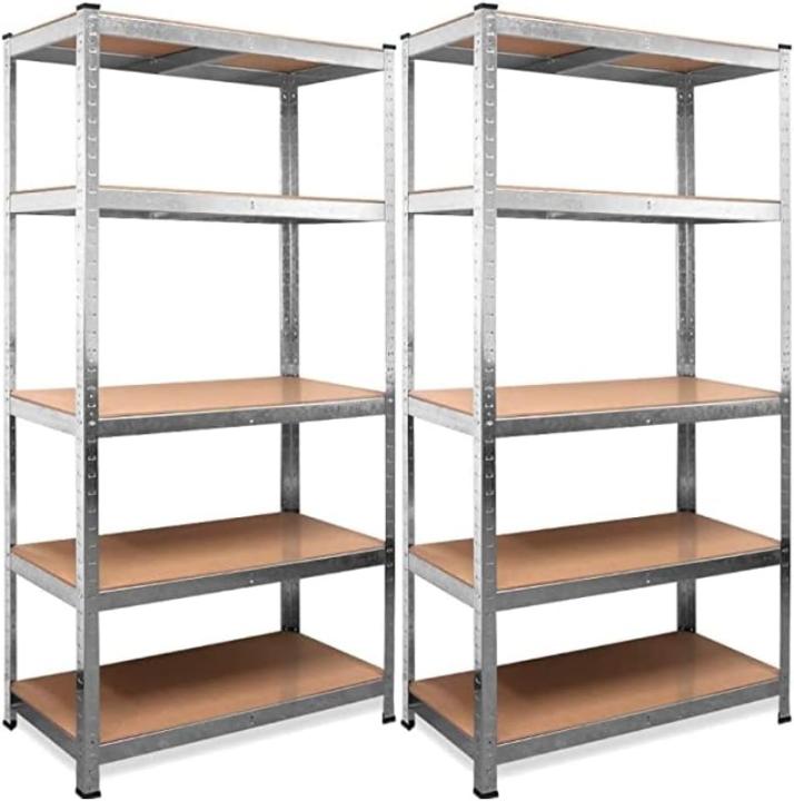 DASCK - Pack 2 Estanterías Metálicas Galvanizadas 180x90x40 cm, 5 Baldas, 875 kg c/u