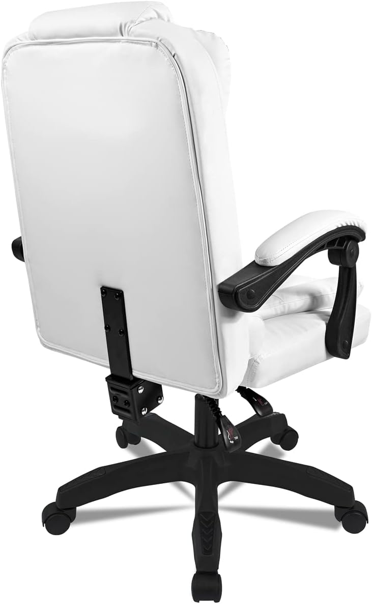 DASCK Sillón de Oficina Altura Ajustable Cuero Sintético Sila Director Blanca - Imagen 6