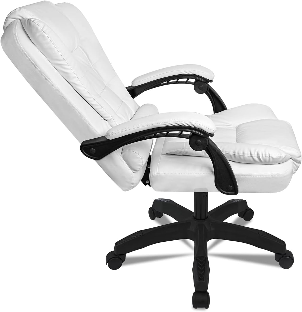 DASCK Sillón de Oficina Altura Ajustable Cuero Sintético Sila Director Blanca - Imagen 7