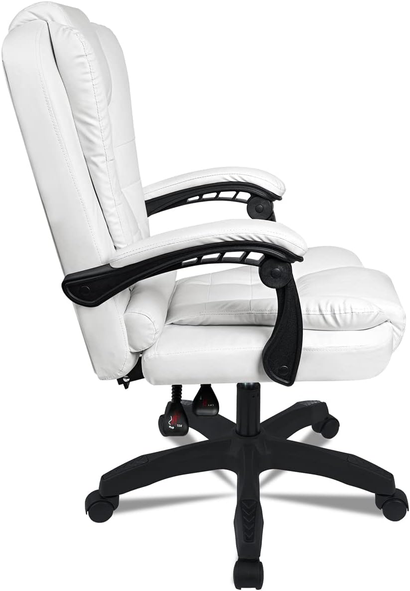 DASCK Sillón de Oficina Altura Ajustable Cuero Sintético Sila Director Blanca - Imagen 5