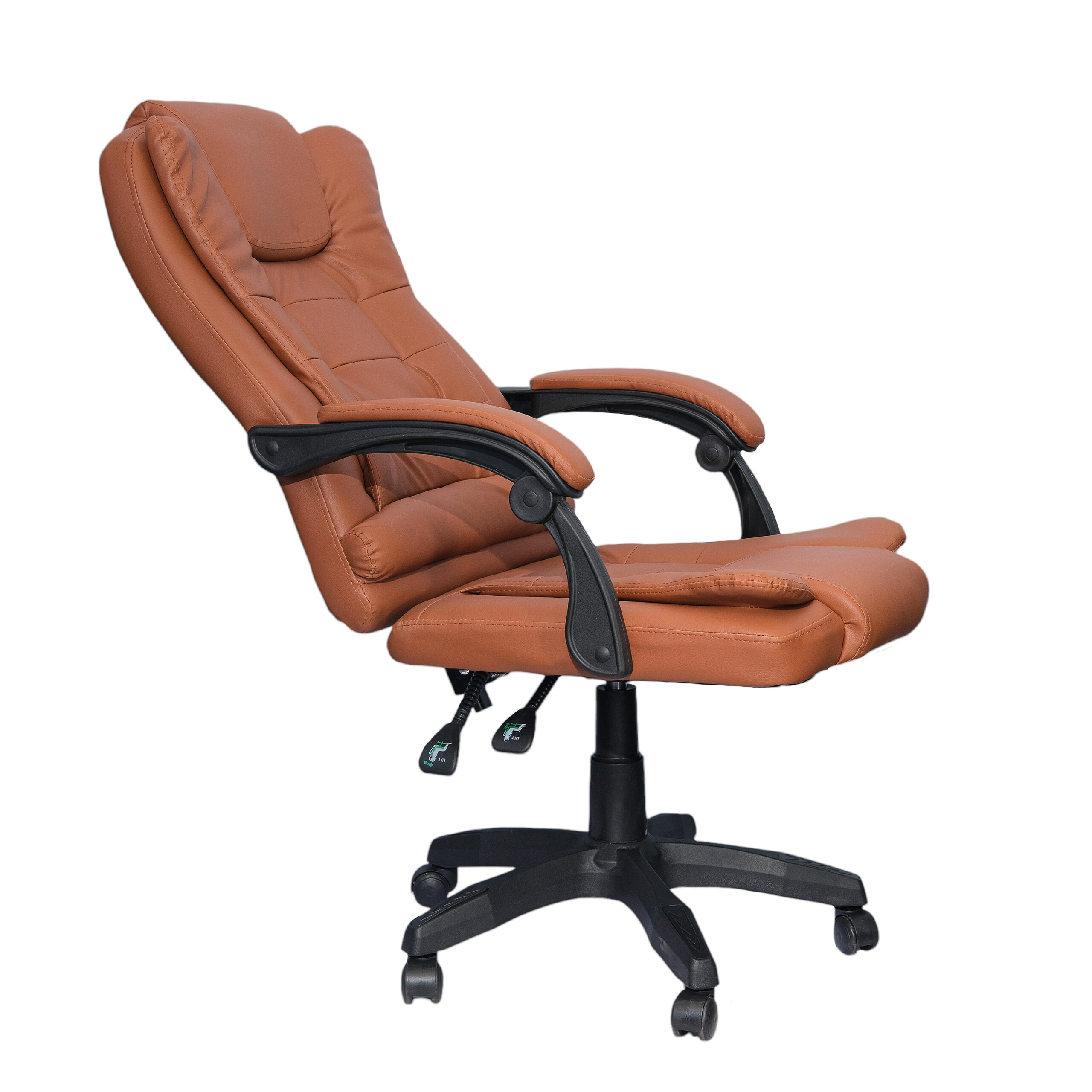 DASCK Sillón de Oficina Altura Ajustable Cuero Sintético Acolchada Reclinable Silla Director, Marrón, Universal - Imagen 3