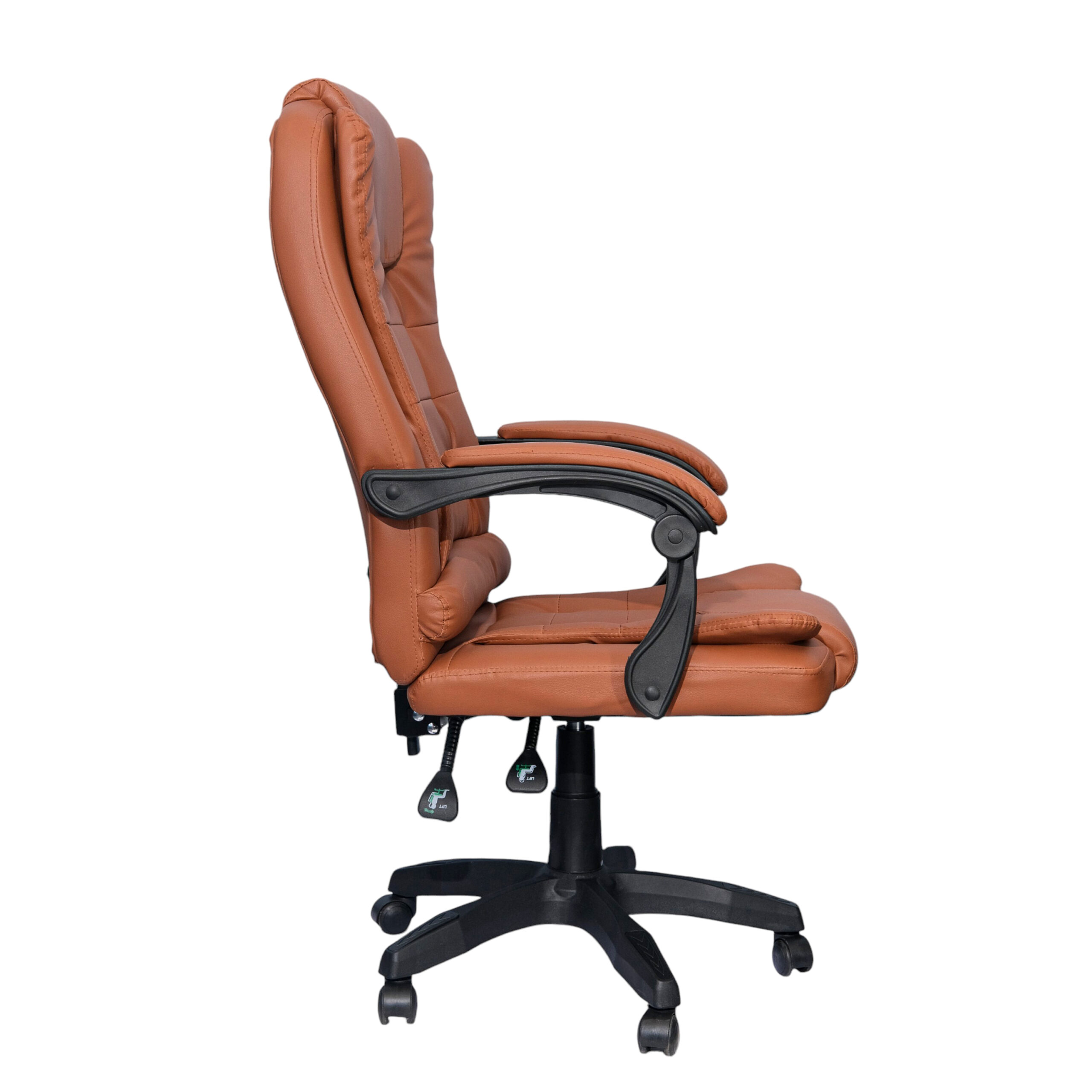 DASCK Sillón de Oficina Altura Ajustable Cuero Sintético Acolchada Reclinable Silla Director, Marrón, Universal - Imagen 4