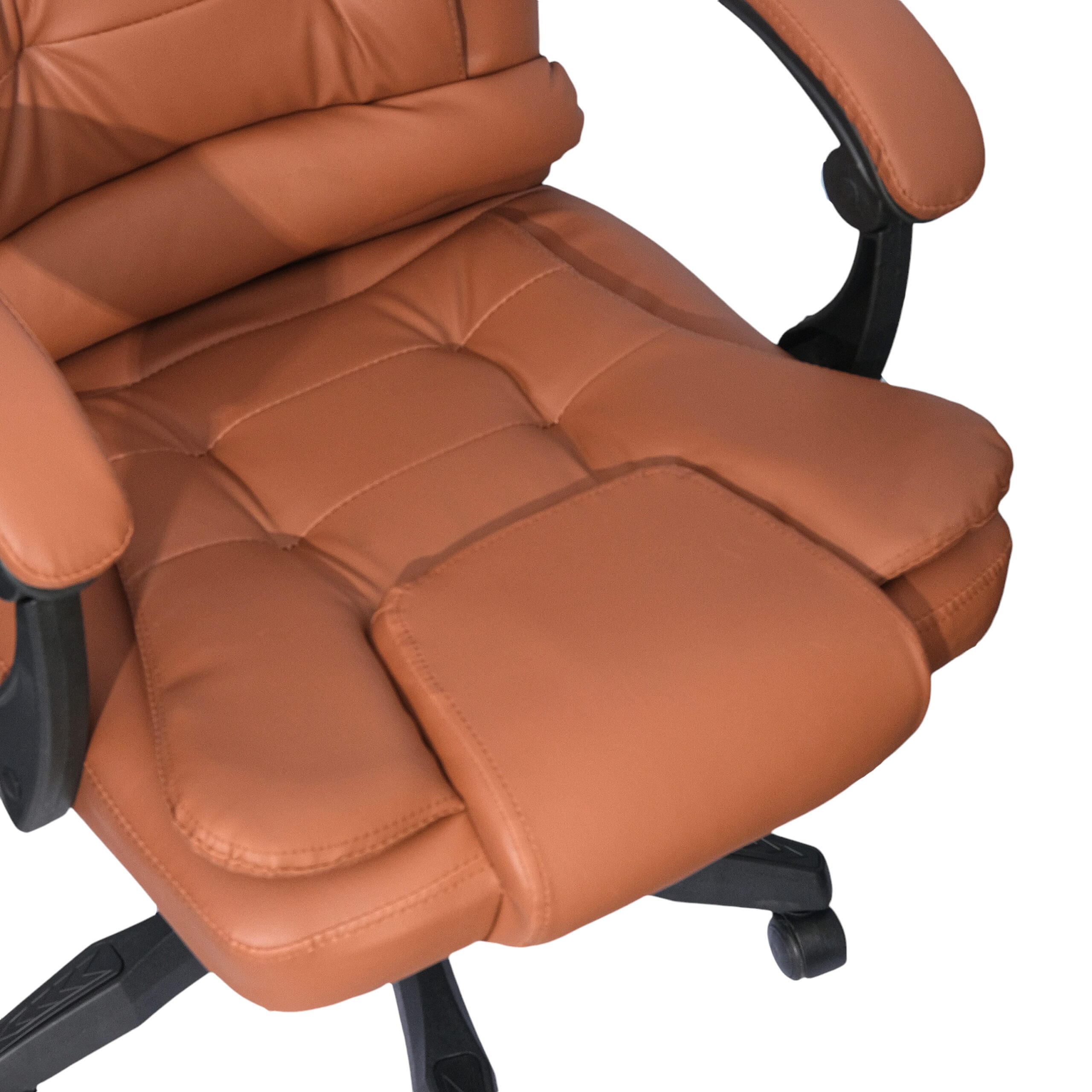 DASCK Sillón de Oficina Altura Ajustable Cuero Sintético Acolchada Reclinable Silla Director, Marrón, Universal - Imagen 6