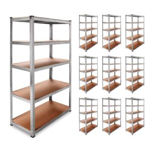 DASCK - Pack 10 Estanterías Metálicas Galvanizadas 180x90x40 cm, 5 Baldas, 875 kg c/u