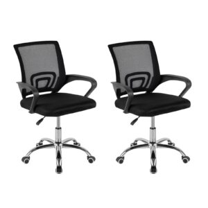 DASCK - Pack 2 Sillas de Oficina Ergonómicas de Malla con Ruedas 360° – Pie Cromado