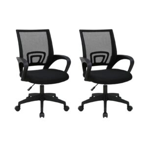 DASCK - Pack 2 Sillas de Oficina Ergonómica de Malla con Ruedas 360° – Pie Negro