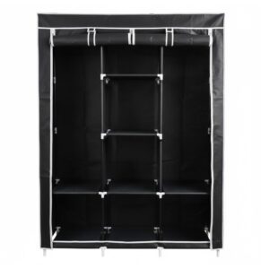 DASCK – Armario de Tela con Barra Colgadora, Baldas y Montaje sin Herramientas – Negro