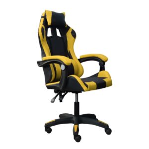 DASCK – Silla Gaming Ergónomica Reclinable con Cojines Lumbar y Cervical, 200 kg – Amarilla