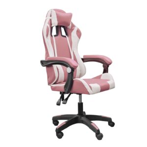 DASCK – Silla Gaming Ergónomica Reclinable con Cojines Lumbar y Cervical, 200 kg – Rosa