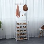 Mueble Recibidor Perchero con Zapatero 5 Baldas - Blanco - DASCK - Imagen 6