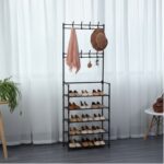 Mueble Recibidor Perchero con Zapatero 5 Baldas - Negro - DASCK - Imagen 3