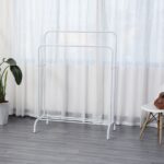 Perchero Burro Doble Metálico con Estante 110cm - Blanco - DASCK - Imagen 2