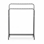 Perchero Burro Doble Metálico con Estante 110cm - Negro - DASCK