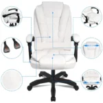 Sillón de Oficina Reclinable Cuero Sintético - Blanco 2