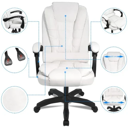 Sillón de Oficina Reclinable Cuero Sintético - Blanco 2