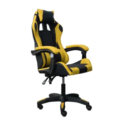 Silla gaming reclinable amarilla con cojines