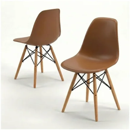 Silla Nórdica Marrón Estilo Escandinavo Patas de Madera 2