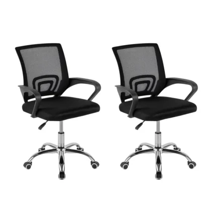 Pack 2 sillas oficina ergonómicas base cromada