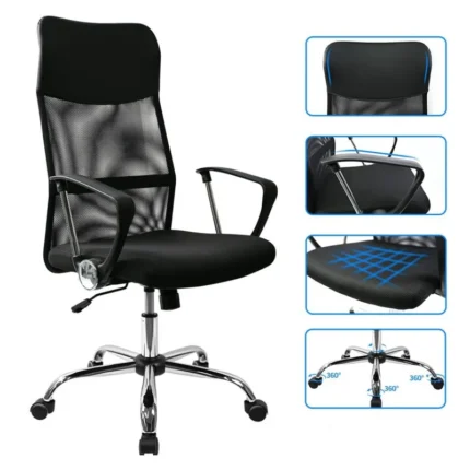 Silla de Oficina Respaldo Alto Malla Base Cromada 2
