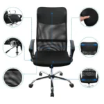 Pack 5 Sillas de Oficina Respaldo Alto Malla Cromada 4