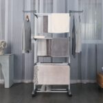 Tendedero Vertical Plegable 3 Niveles con Ruedas - Gris / Blanco - DASCK - Imagen 2