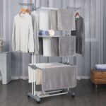 Tendedero Vertical Plegable 3 Niveles con Ruedas - Gris / Blanco - DASCK - Imagen 3