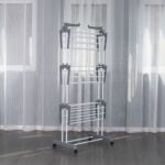 Tendedero Vertical Plegable 3 Niveles con Ruedas - Gris / Blanco - DASCK - Imagen 4