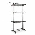Tendedero Vertical Plegable 3 Niveles con Ruedas - Negro - DASCK