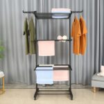 Tendedero Vertical Plegable 3 Niveles con Ruedas - Negro - DASCK - Imagen 6