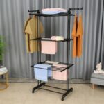 Tendedero Vertical Plegable 3 Niveles con Ruedas - Negro - DASCK - Imagen 7
