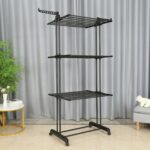 Tendedero Vertical Plegable 3 Niveles con Ruedas - Negro - DASCK - Imagen 9
